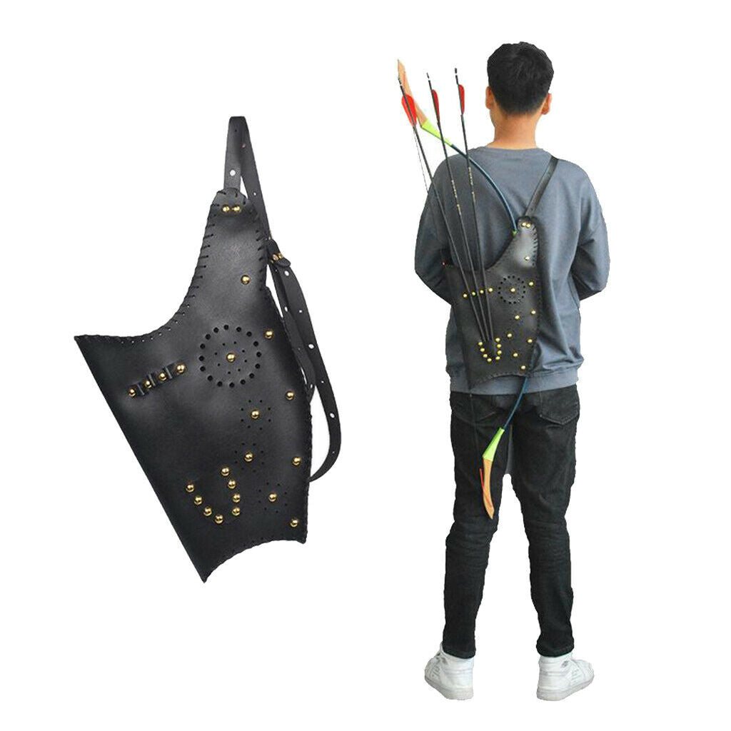 Durable Leather Arrow Quiver Bag 3 Holes Pouch Holder Shoulder Bag Portable