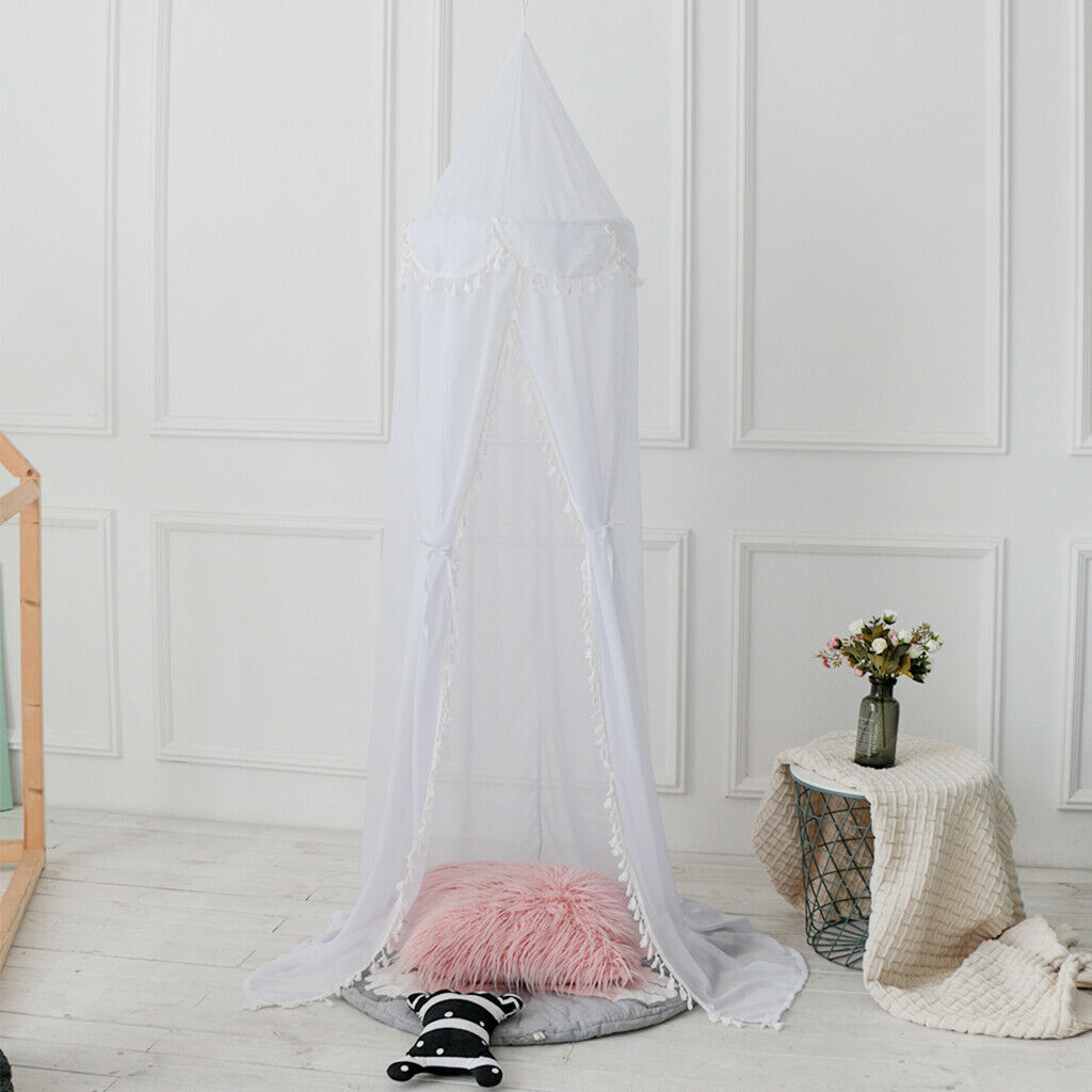 Kids Chiffon Bed Canopy Curtain Mosquito Net Bed Tent Bedroom Decor White