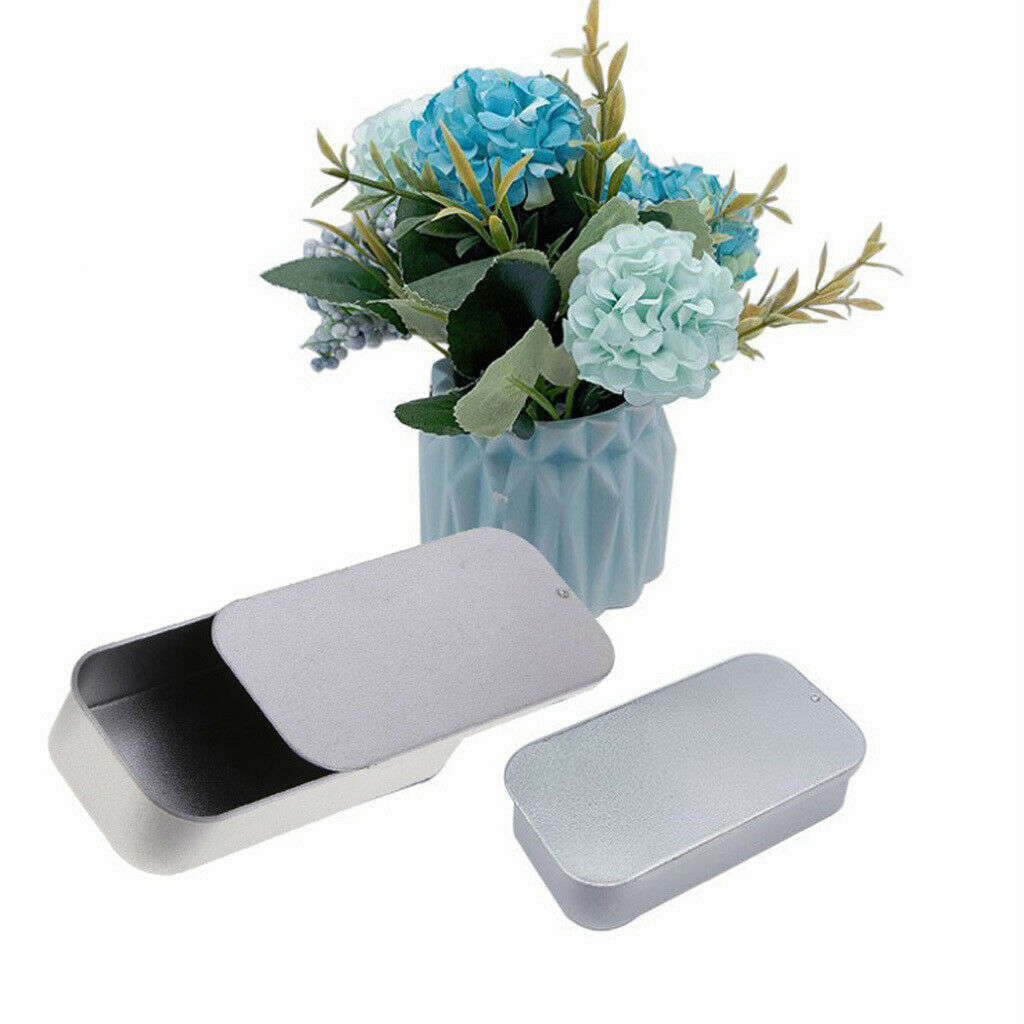 Slide Top Tin Empty Case Portable Containers Office Storage Kit Organizer