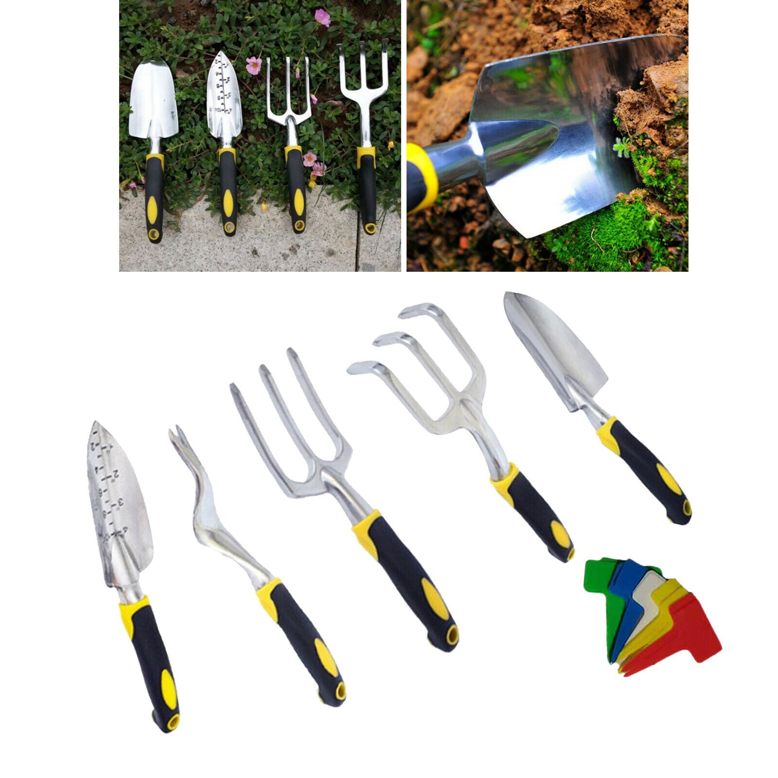 5 Pieces Heavy Duty Garden Tools Set Transplanter Cultivator Garden Kit