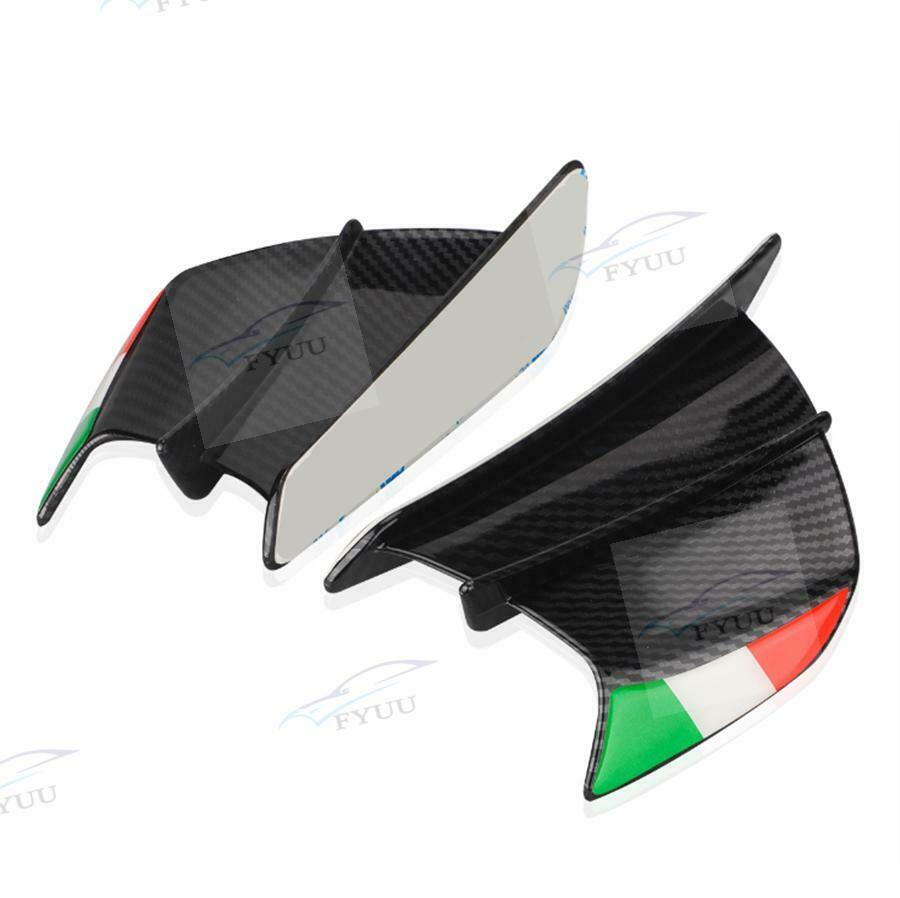 2pc Universal Motorcycle Glossy Carbon Fiber Side Winglets Wind Fin Spoiler Trim