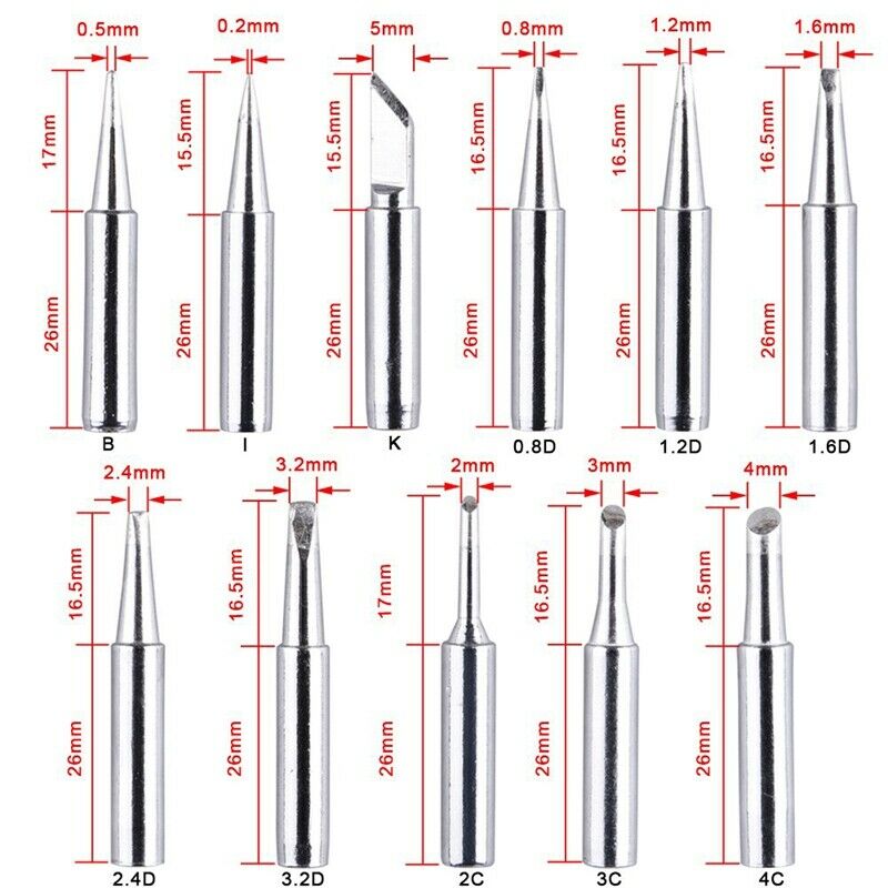 11 Pieces Solde Iron Tips Kit 900M-T for Hakko Solde Station Tool 900M 936 937M6