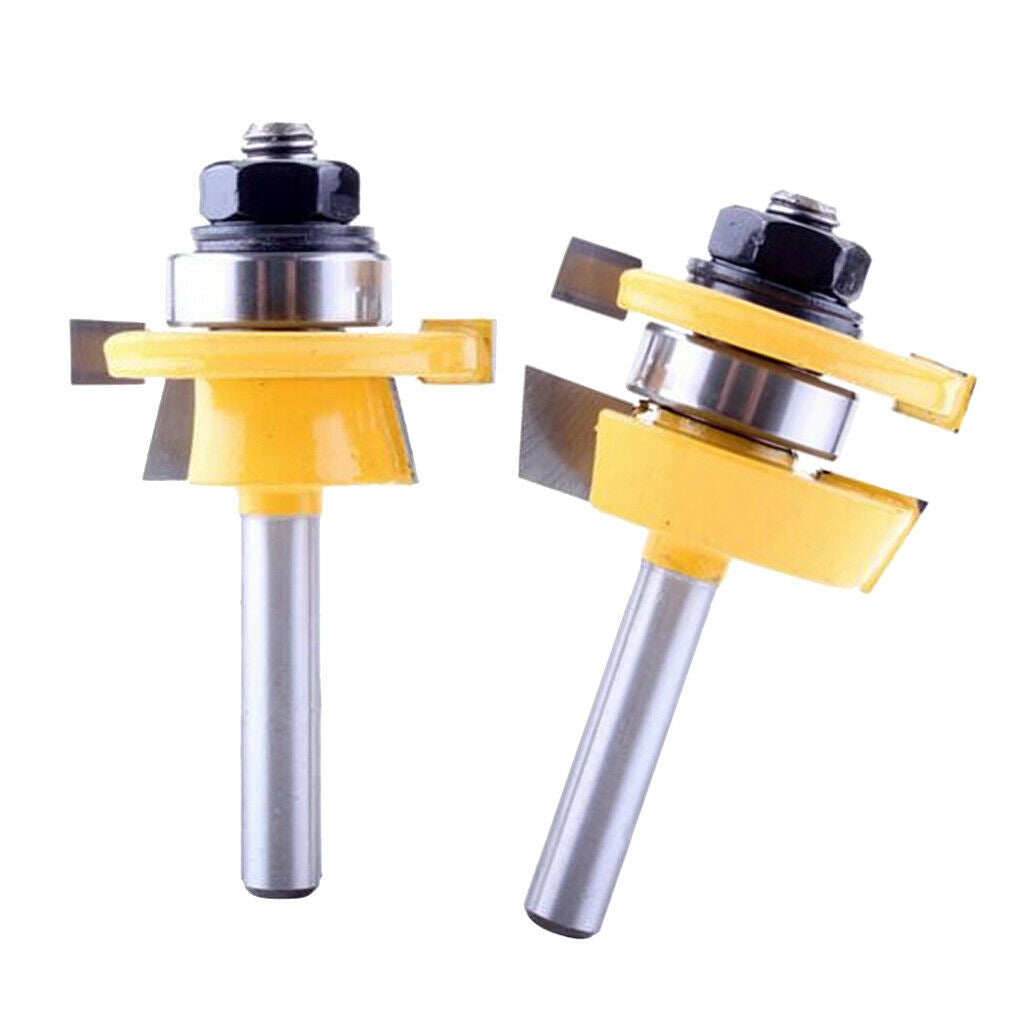 2Pcs 8mm Shank Matched Tongue and Groove Router Bit Woodworking Cutter Tools