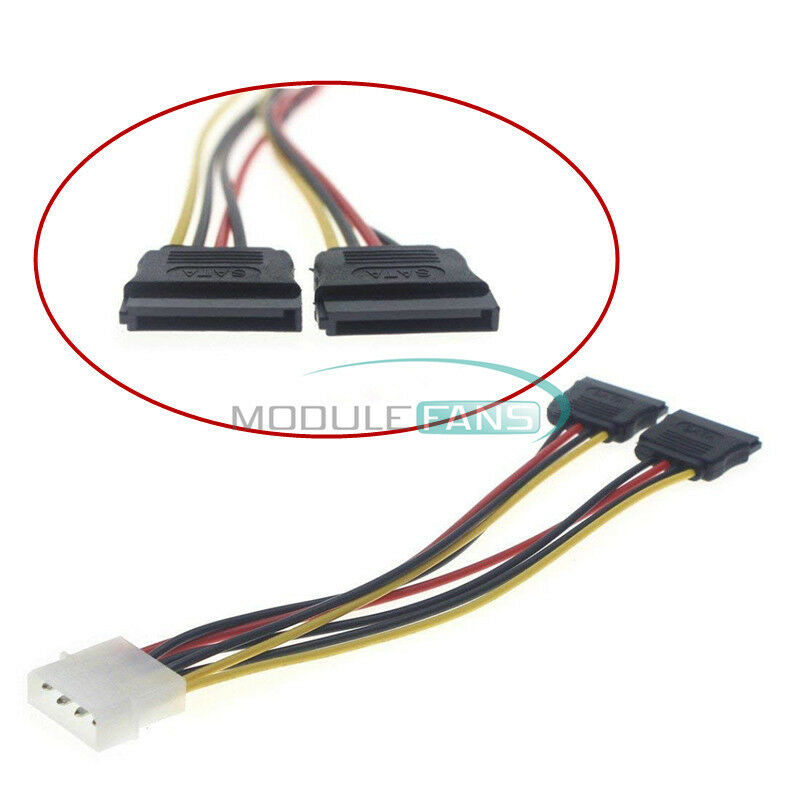 4 Pin IDE Molex to 2 Serial ATA SATA Hard Drive Power Adapter Wire Cable
