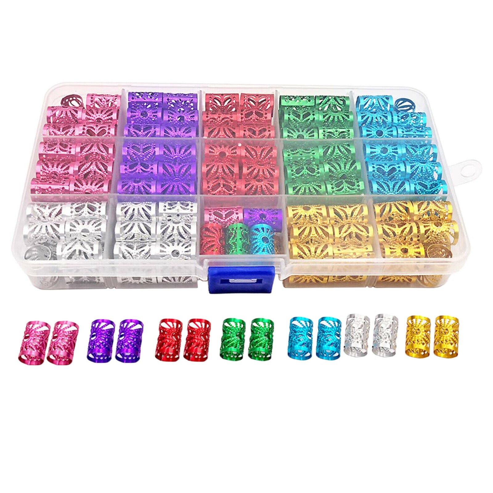 170Pcs Adjustable Hair Braid Cuff Clips Tubes Jewelry For Hair Extension