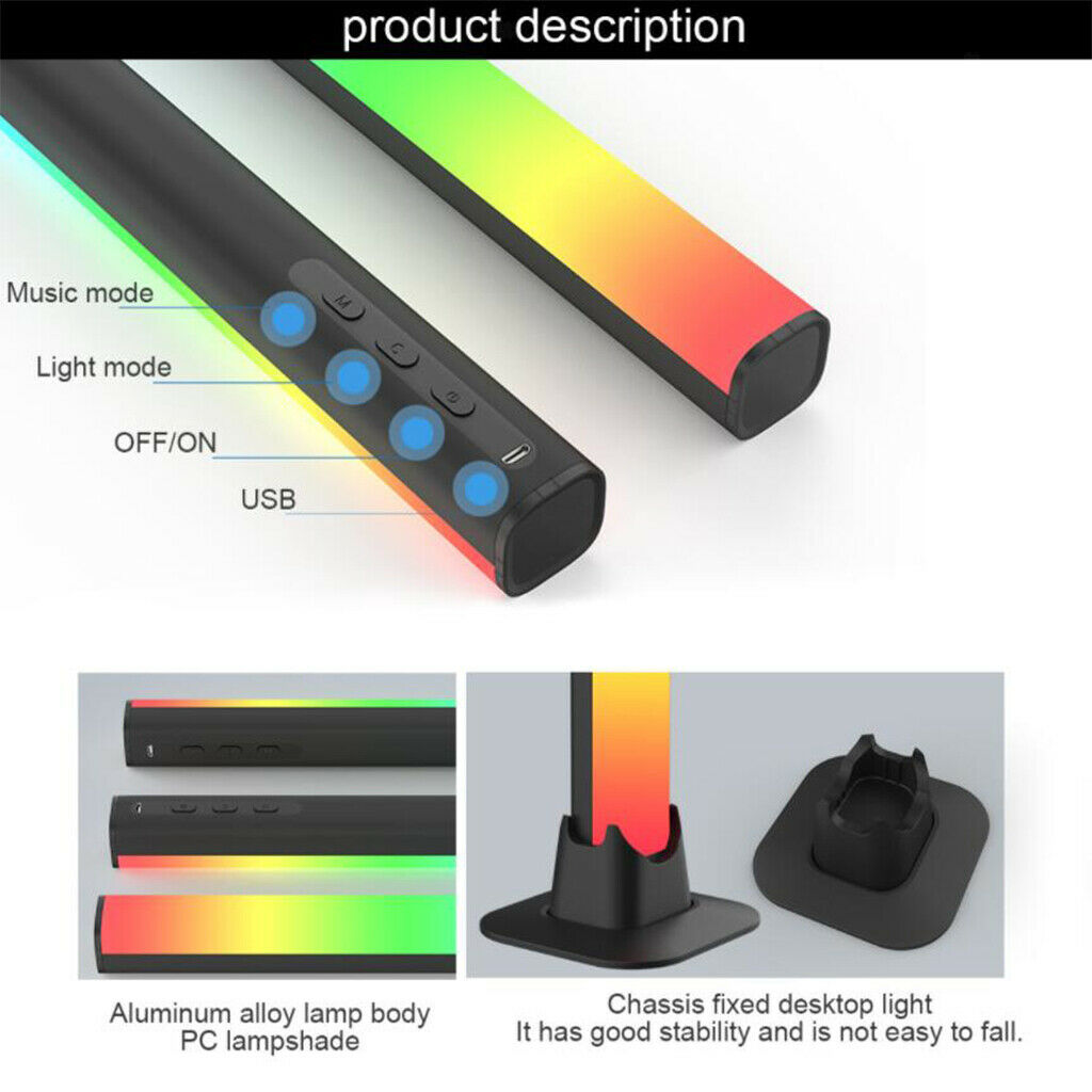 Smart LED Light Bars RGB 7 Color Scene Modes Music Sync for PC Gaming