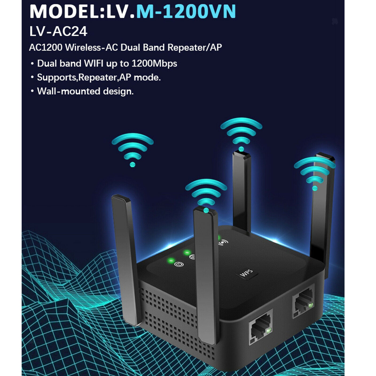 1200Mbps Dual-Band Wifi Range Extender Repeater Amplifer Signal Booster UK