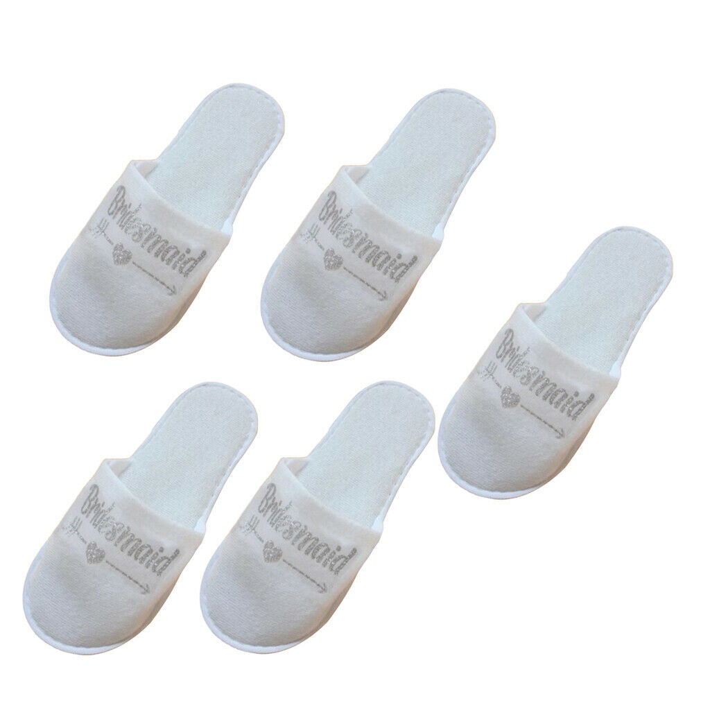 5 Pair Anti-Slip Lightweight Wedding Soft Bridesmaid Sauna Guest Slippers