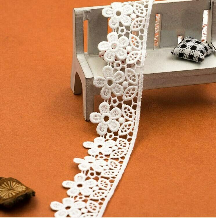 3 Yards Flower Embroidery Lace Trims Decoration Wedding dress Sewing Accesories