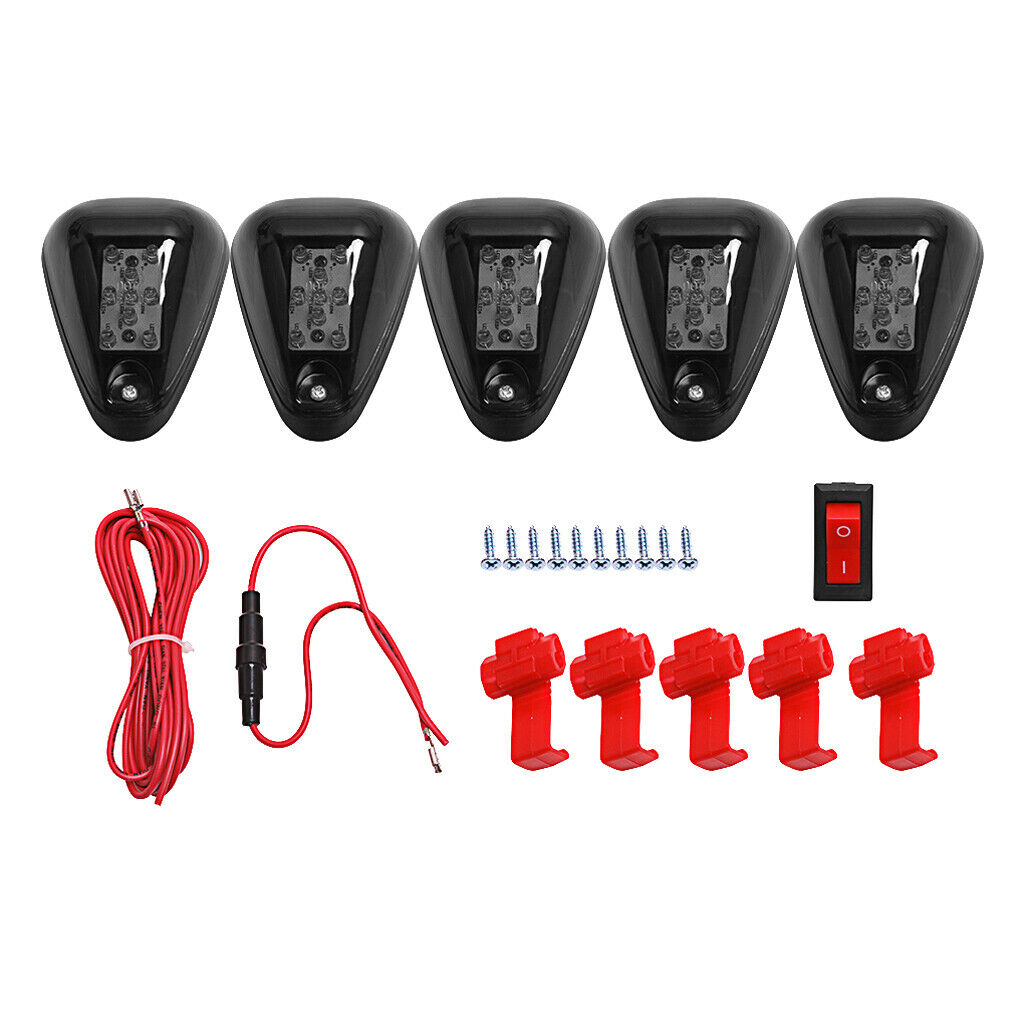 5PCS Yellow LED Roof Top Truck SUV Cab Marker Running Clearance Lights Set
