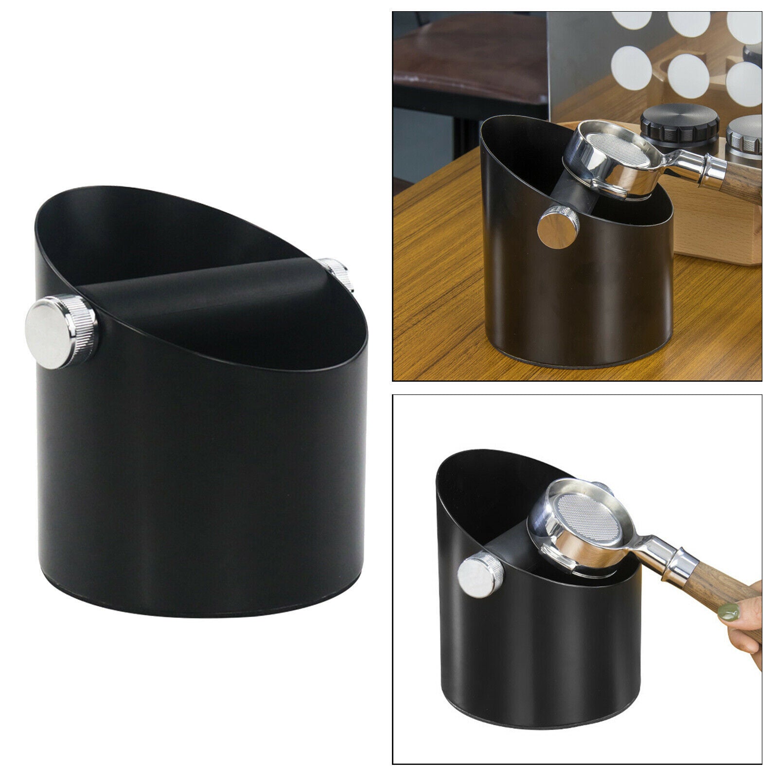 Black Coffee Knock Box Grinds Waste Bucket Shop Kitchen Office Bar Barista