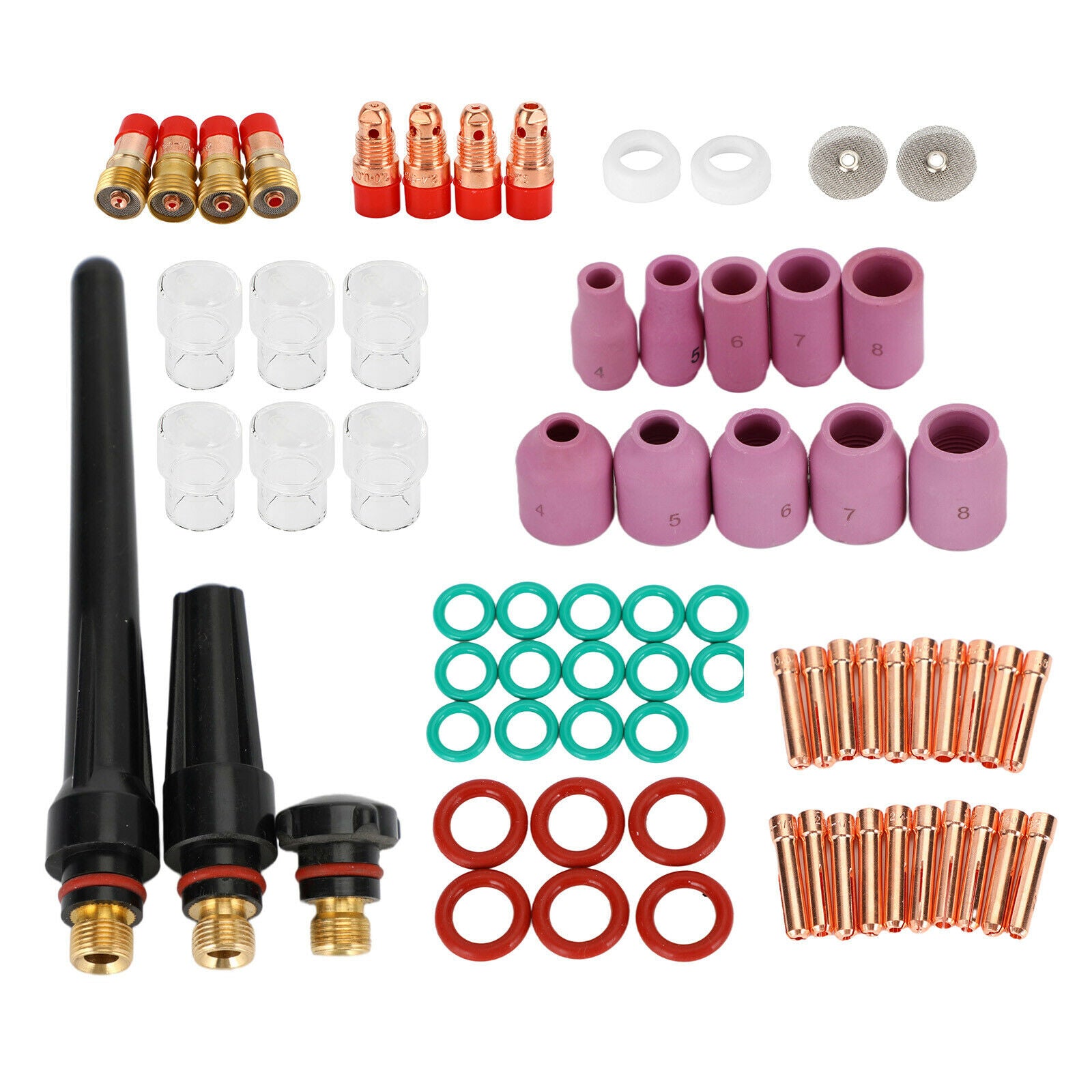 71PCS TIG Welding Torch Stubby Gas Lens #12 Pyrex Glass Cup Kit For WP-17/18/26