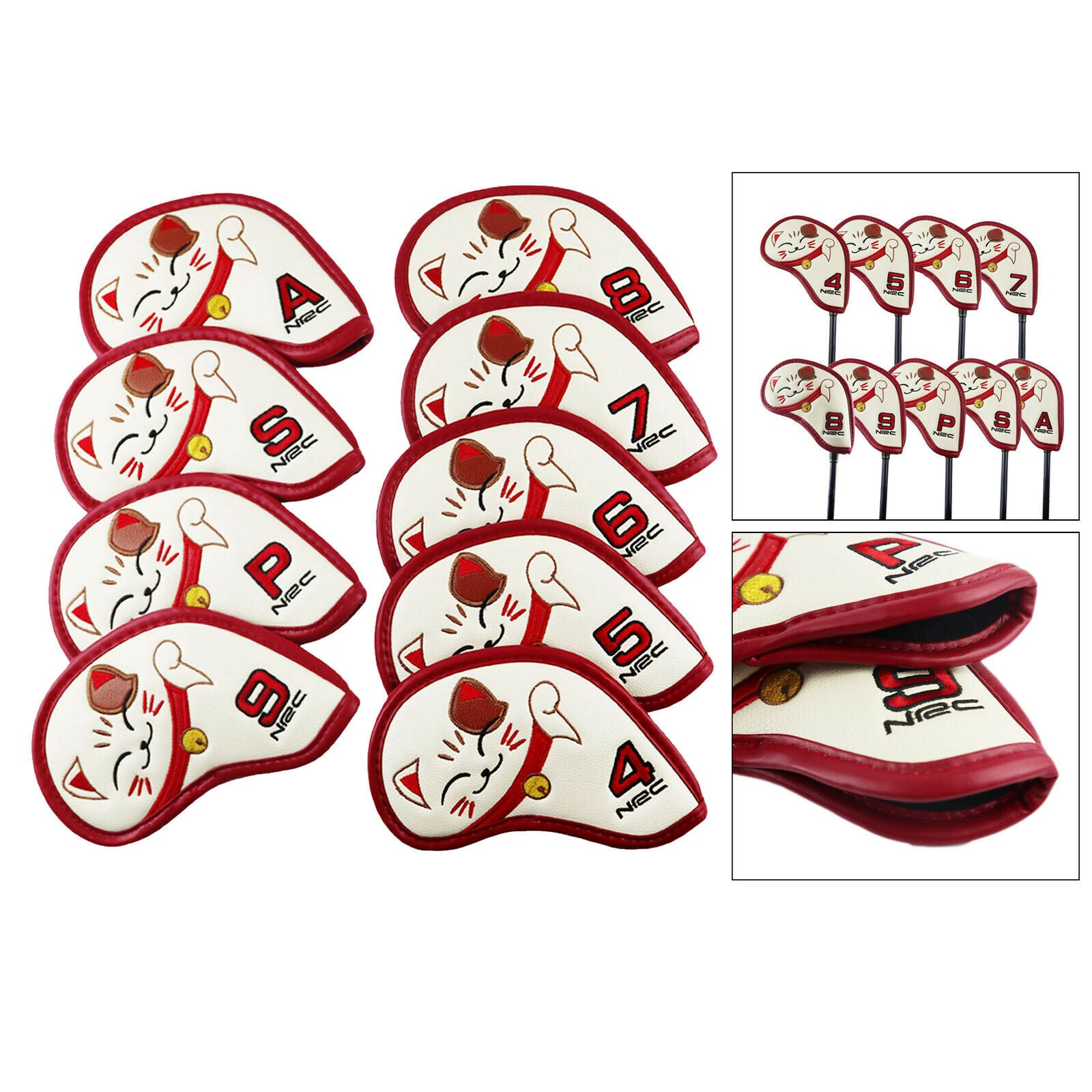 9Pcs Waterproof Golf Iron Headcover Wedges Club Head Cover Protector Guard