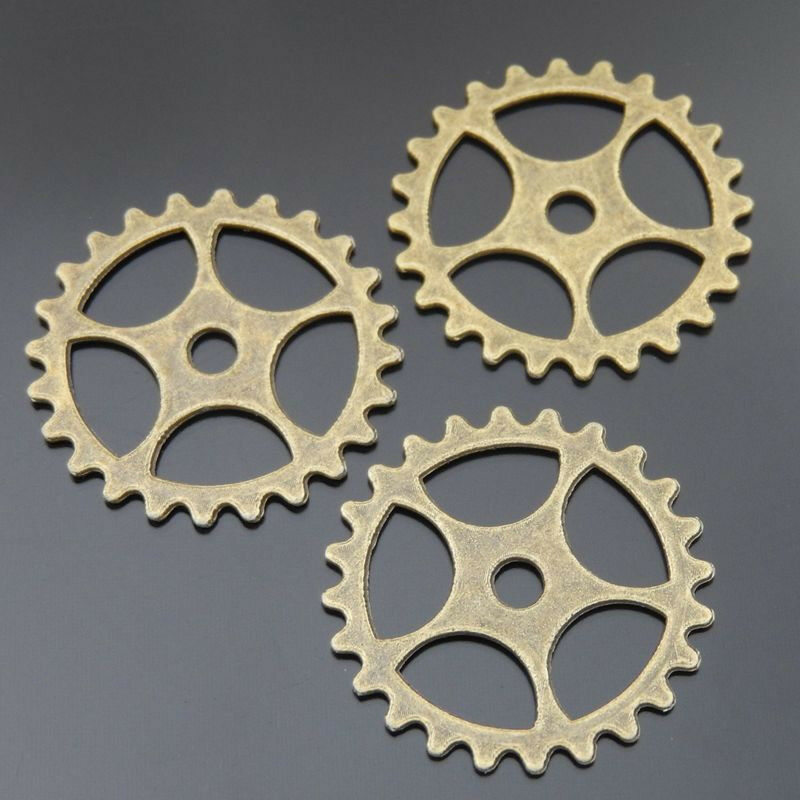 24mm Retro Alloy Bronze Steampunk Cog Charm Gear Watch Part Pendant Craft 30 pcs