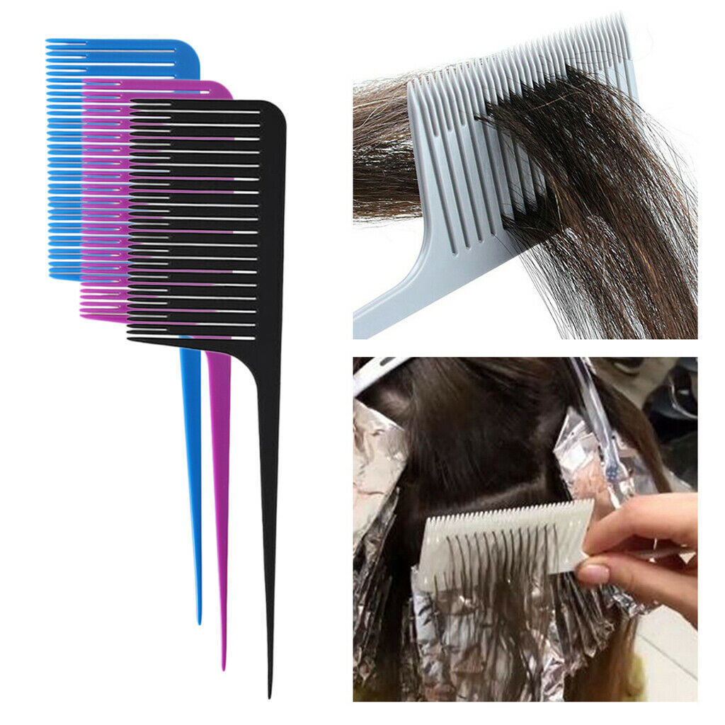 3Pcs Plastic Weaving Highlighting Foiling Hair Combs for Hair Coloring Combs