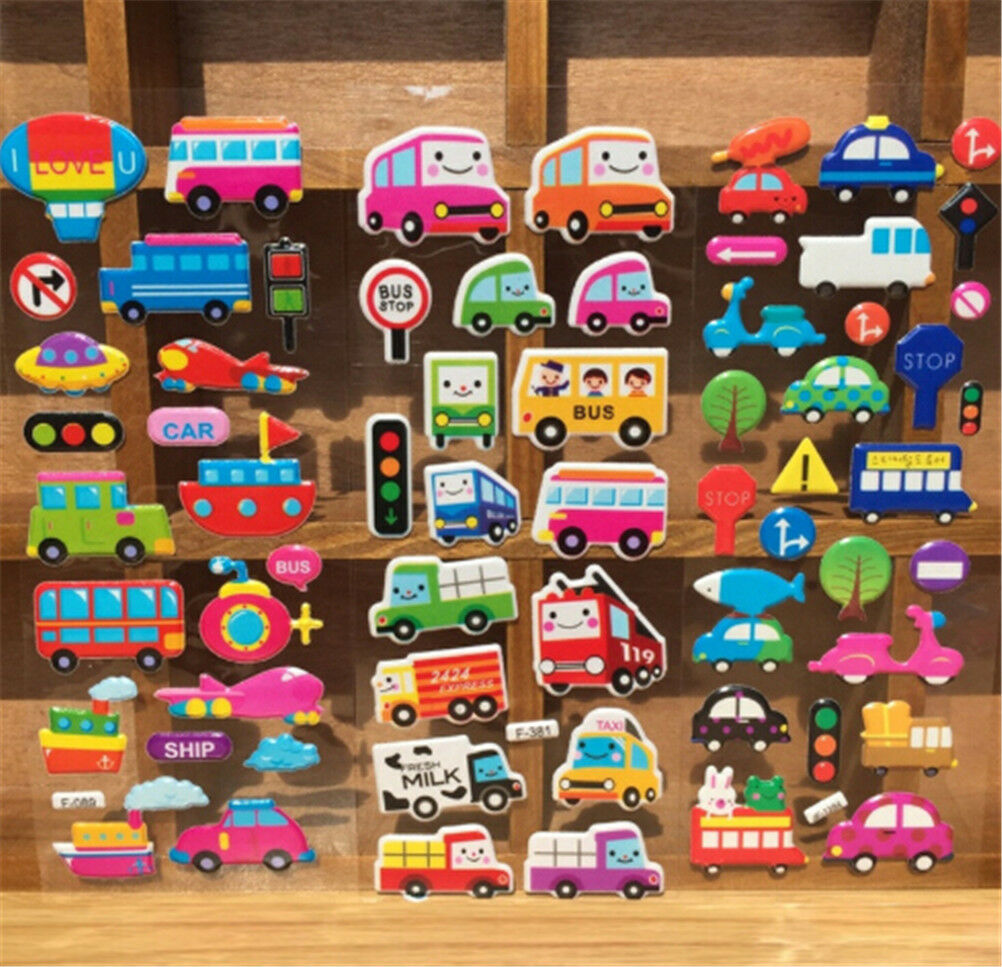 5PCS Cartoon Bubble Stickers Transport Cars Kids Bubble Stickers Christma.l8