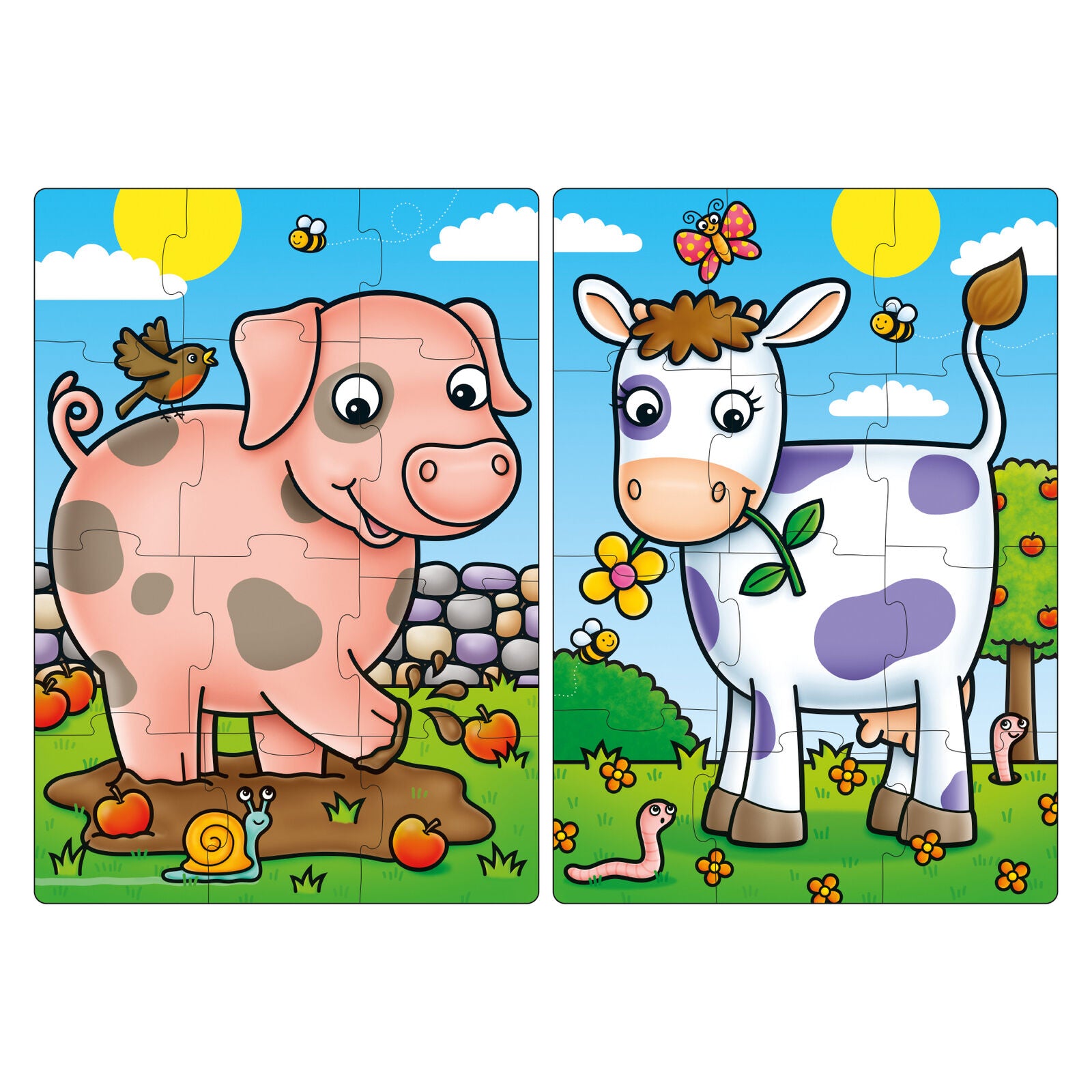 Orchard Toys 292 First Farm Friends Jigsaw Puzzle x2 12 Piece Puzzles Toddler 2+