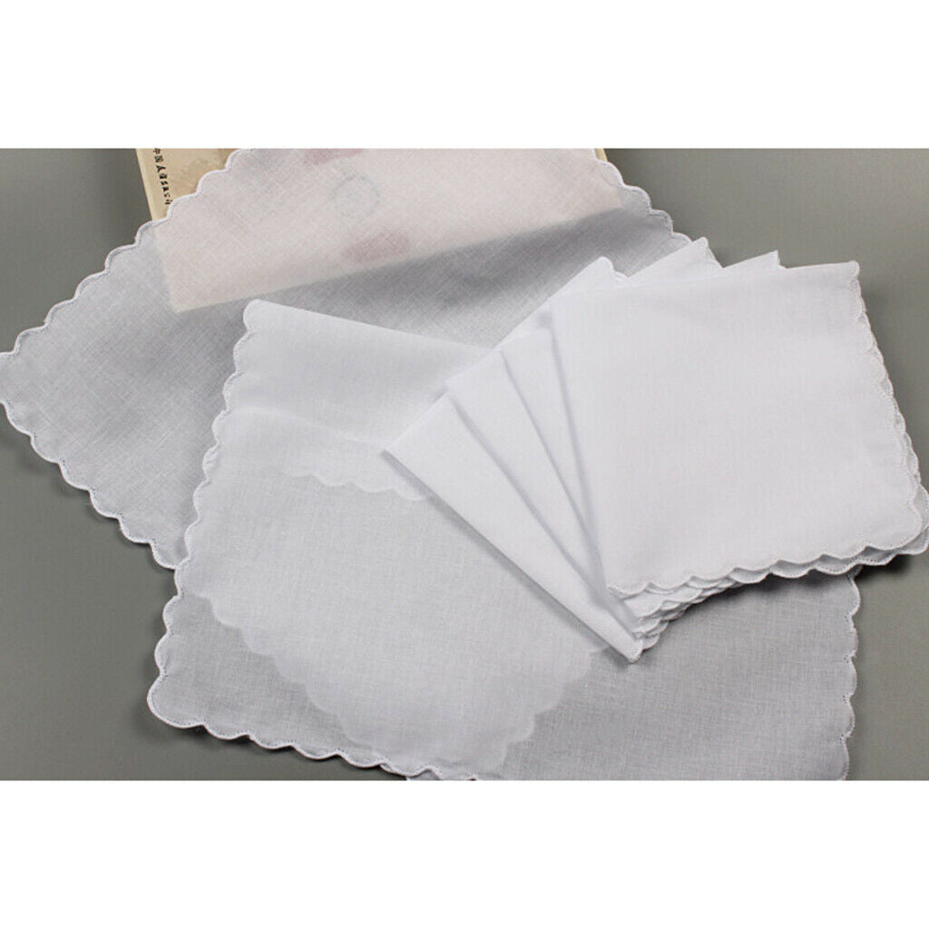 100% Cotton White Handkerchiefs Hanky Pocket Square for Men Women 28x29cm