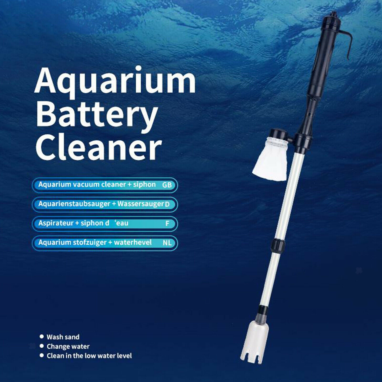 Aquarium Fishing Tank Vacuum Gravel Siphon Cleaner Water Change Pump Battery