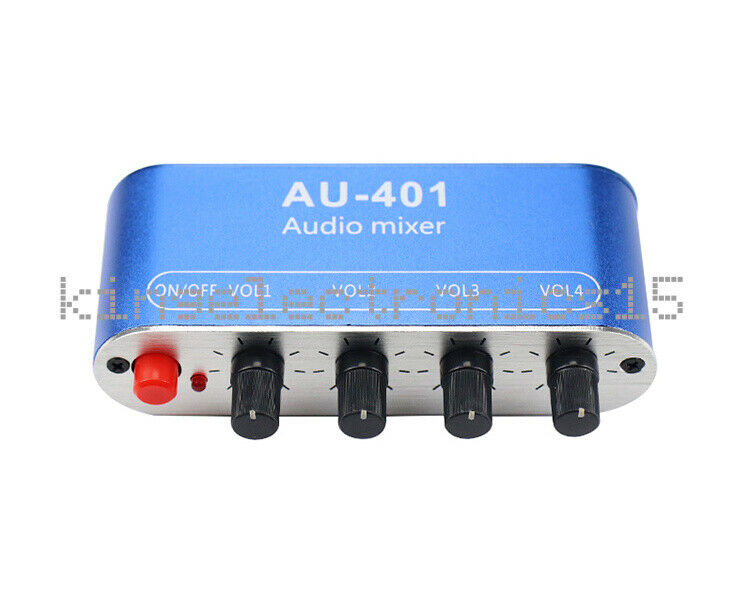 4 Input 1 output Stereo Mixer Individually Controls Board Amplifier Headphones
