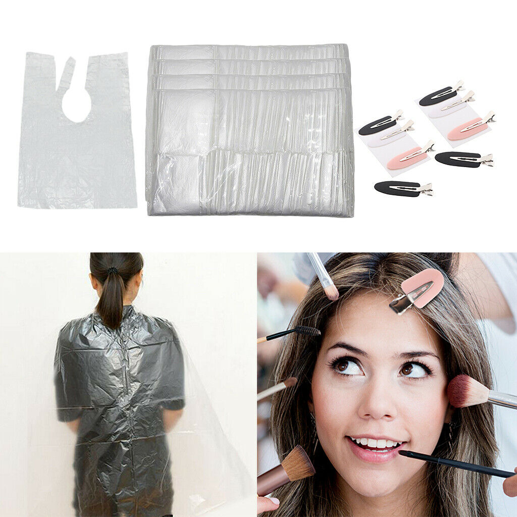 400x Disposable Hair Cutting Capes Gowns Salon Barber Styling Apron w/Hair Clip
