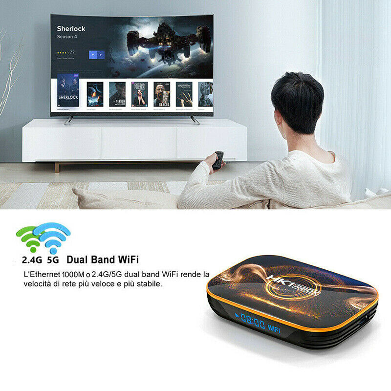 HK1 RBOX Android 10.0 Quad Core 4GB+64GB 4K TV BOX 2.4G/5G WIFI Media Streamer