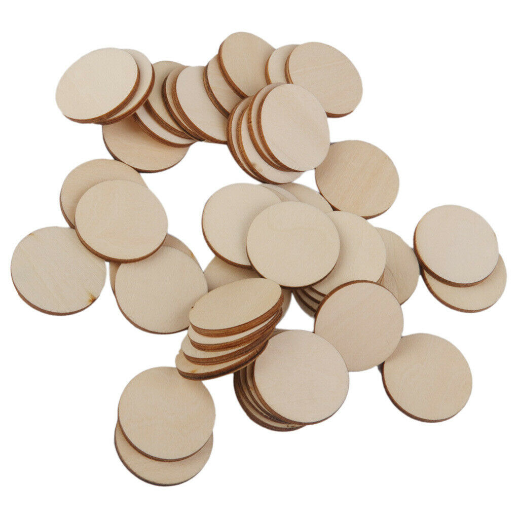50pcs 30mm Wooden Round Circle Embellishment for DIY Scrapbooking Craft