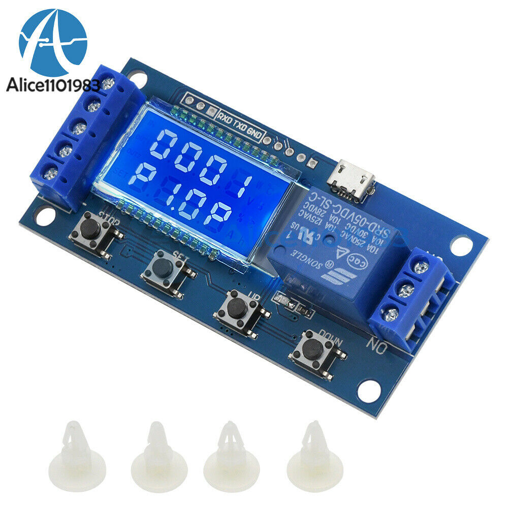 DC 5V-30V LCD Display Delay Relay Module With MICRO USB Interface
