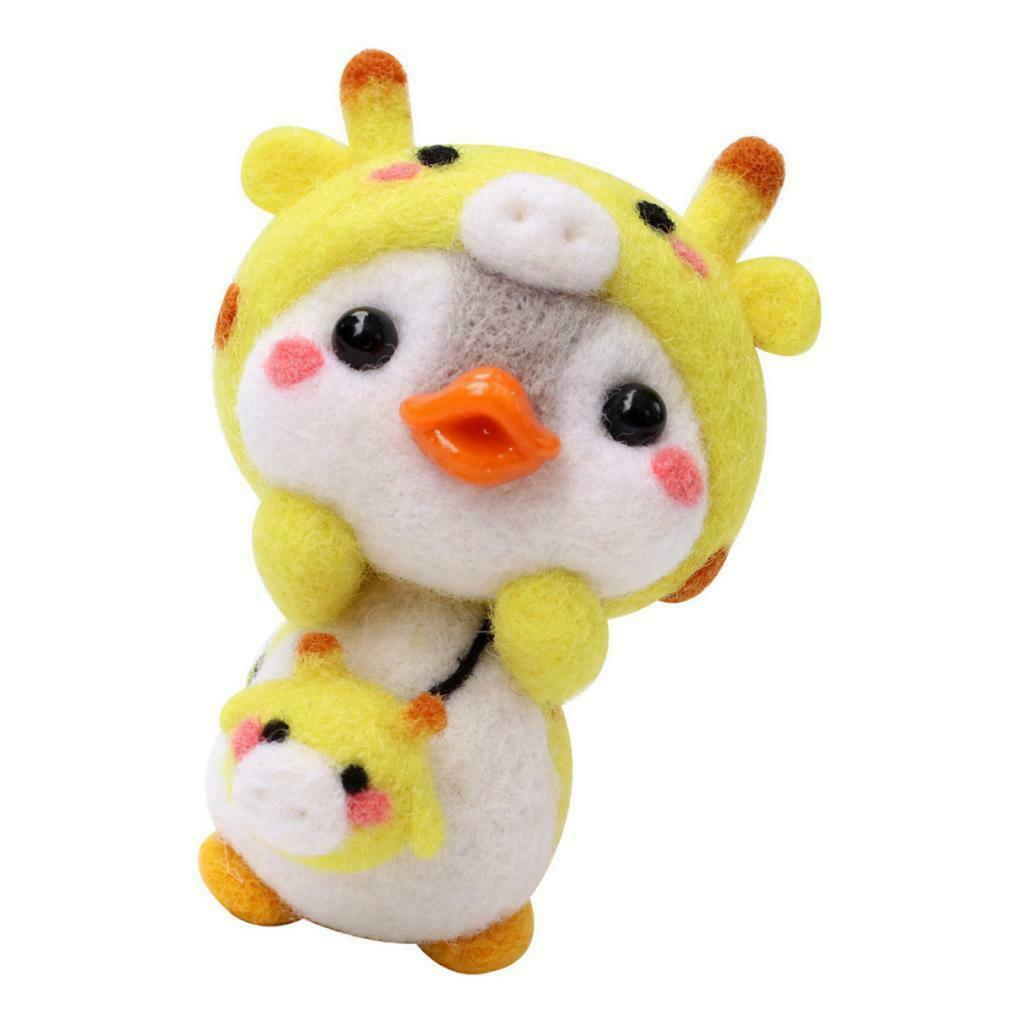 Cartoon Penguin Needle Felting Kits Wool Roving Needlework Elk Giraffe