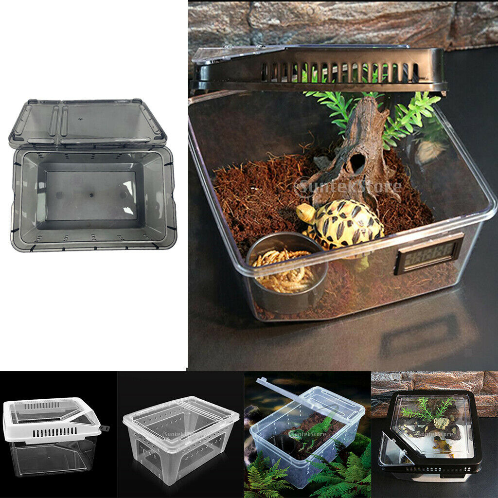 Black Reptile Food Feeding Container Spiders Hatching Cage for Lizards