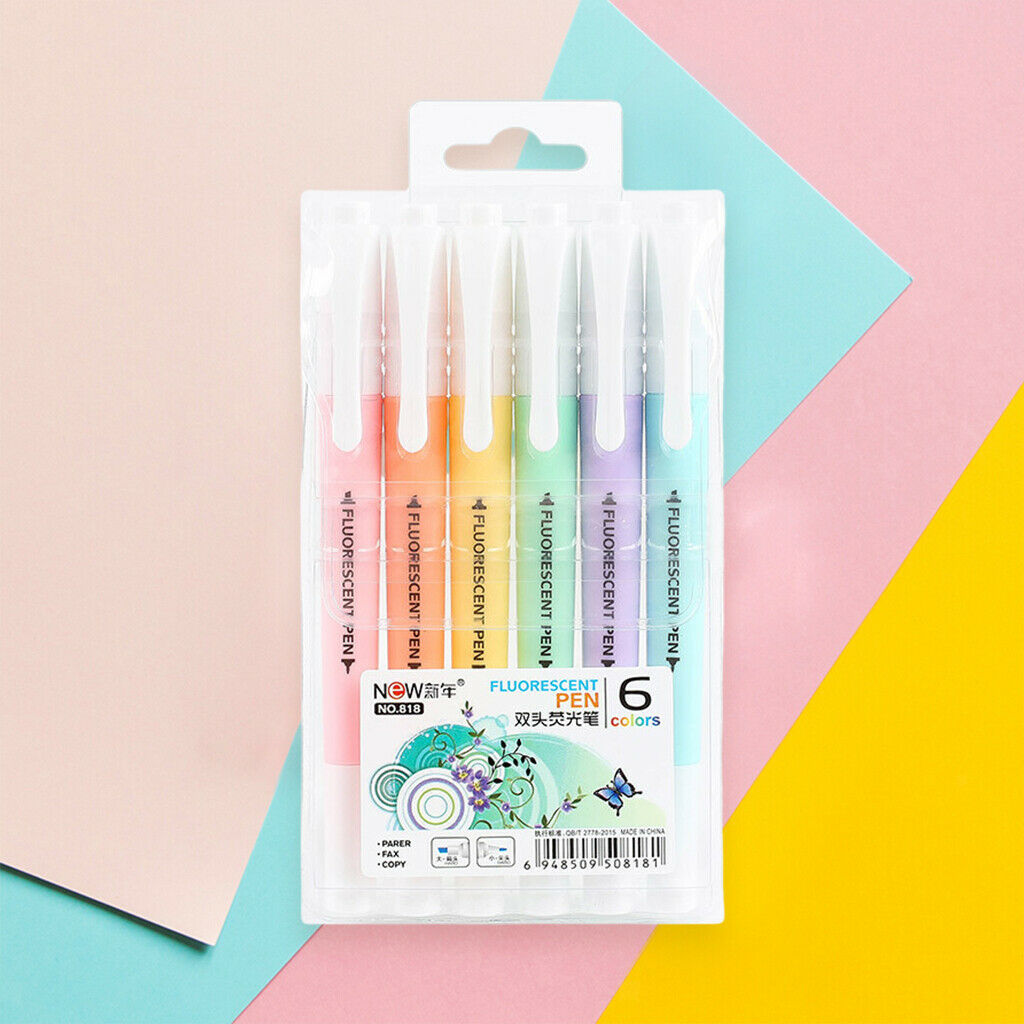 6 Pack Multicolor Supplies Marker Pens School DIY Art Making Highlighter