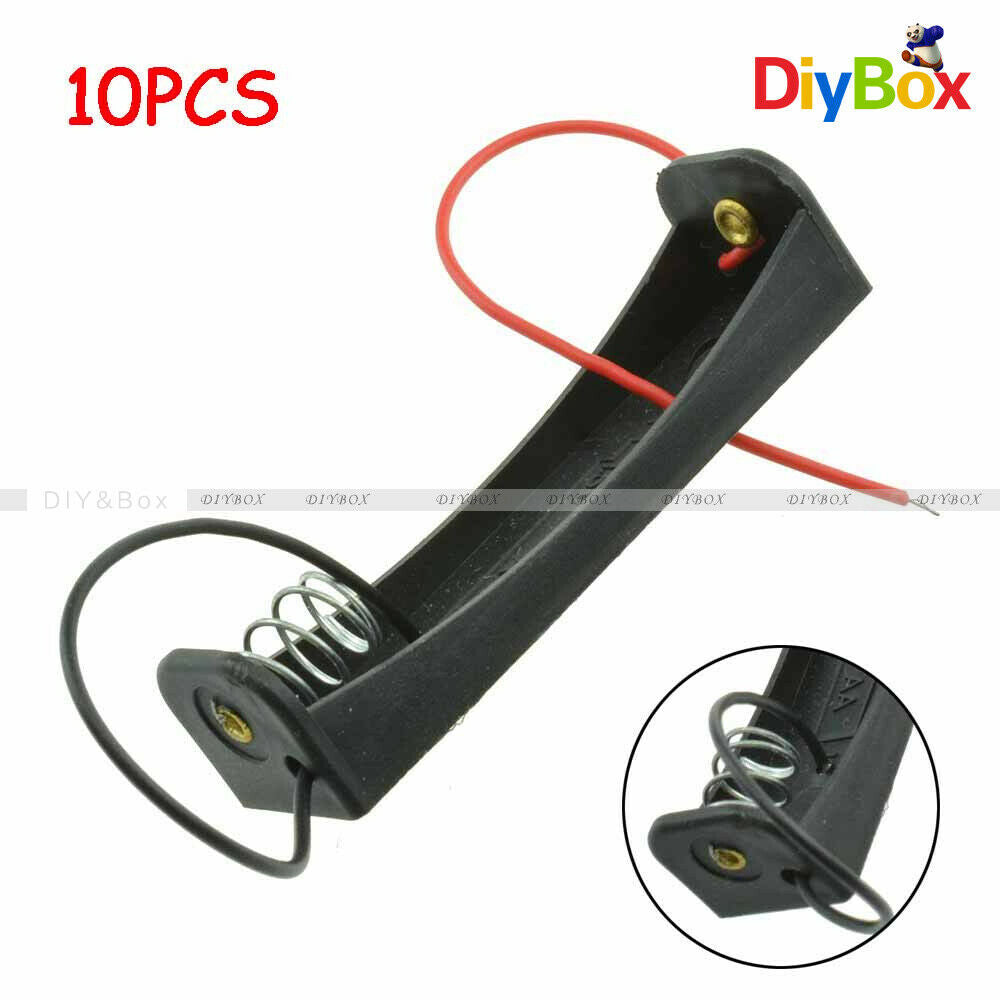 10PCS AA Battery 1.5V Holder Storage Box Case with Wire Lead for DIY Experiment