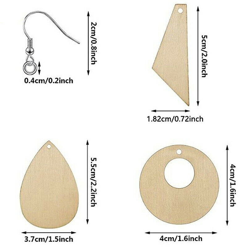 180pcs Unfinished Wooden Earrings Pendants Blank Cutout Pendants Jewelry MakBDA
