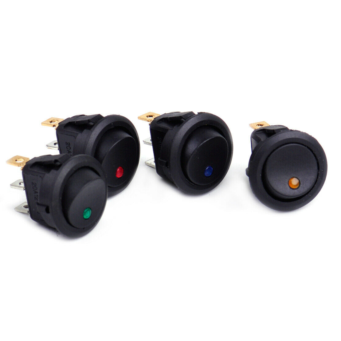4pcs Boat On/Off 12V Round Dot LED Light Switch 3Pin Rocker Toggle SPST An