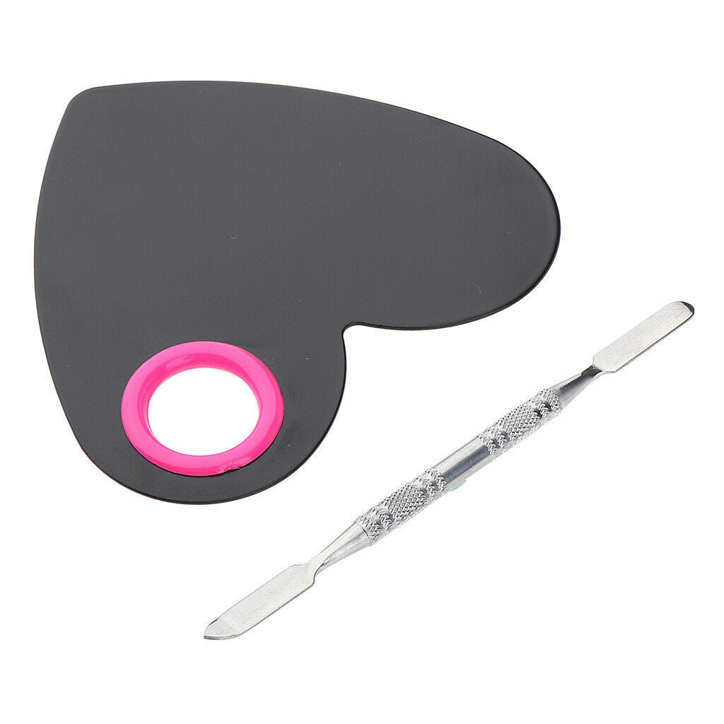 Pink & Black Lady Stainless Steel Cosmetic Makeup Palette Spatula Artist