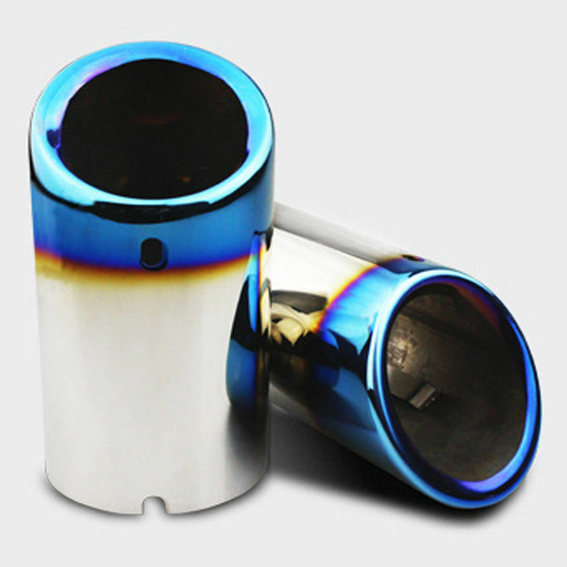 Blue 2pcs Stainless Steel Tail Exhaust Tips Muffler Fit For Audi A3 2009-2012