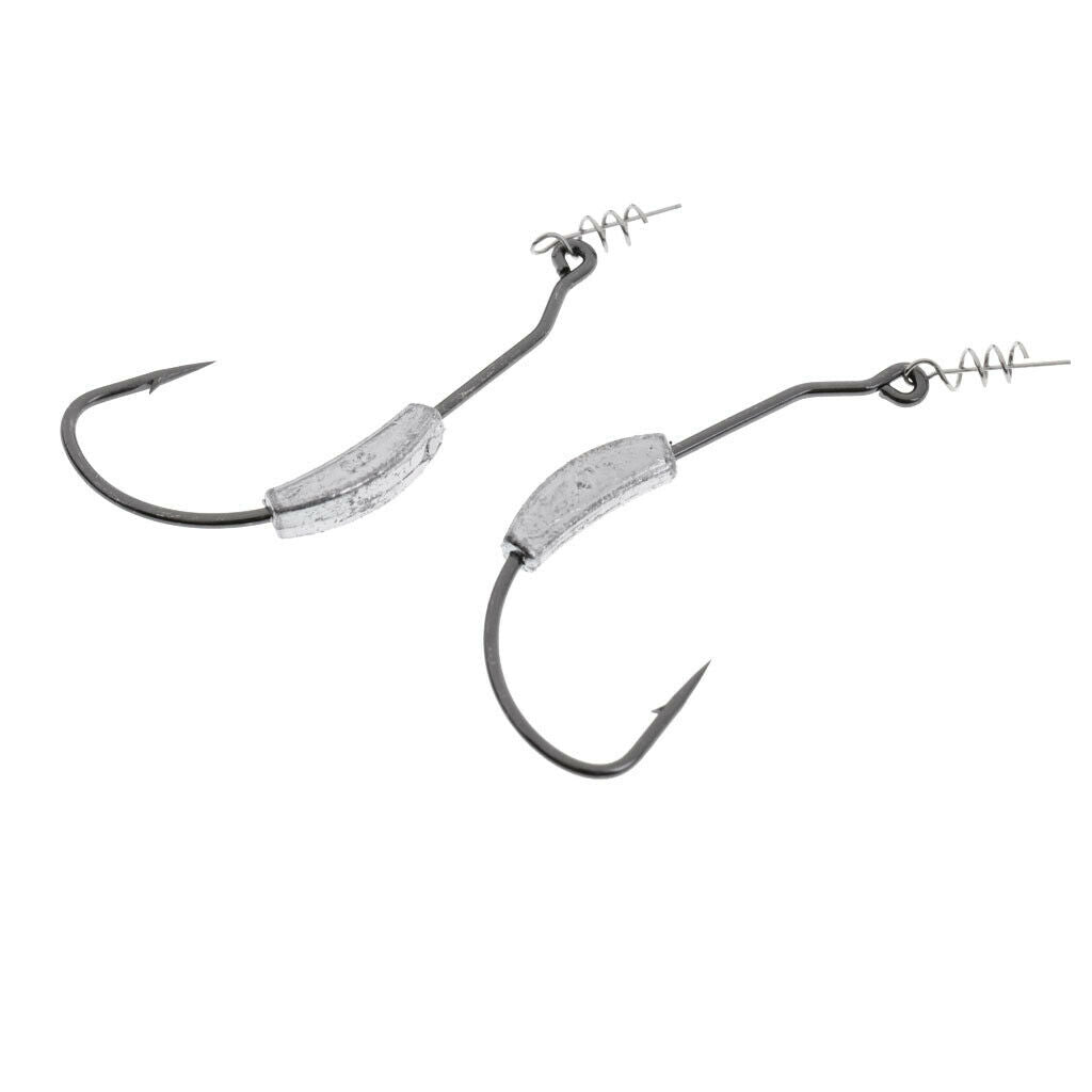 15Pcs Weighted Spring Twist Lock Fishing Hooks Worms Lures 2/3/5g Springs