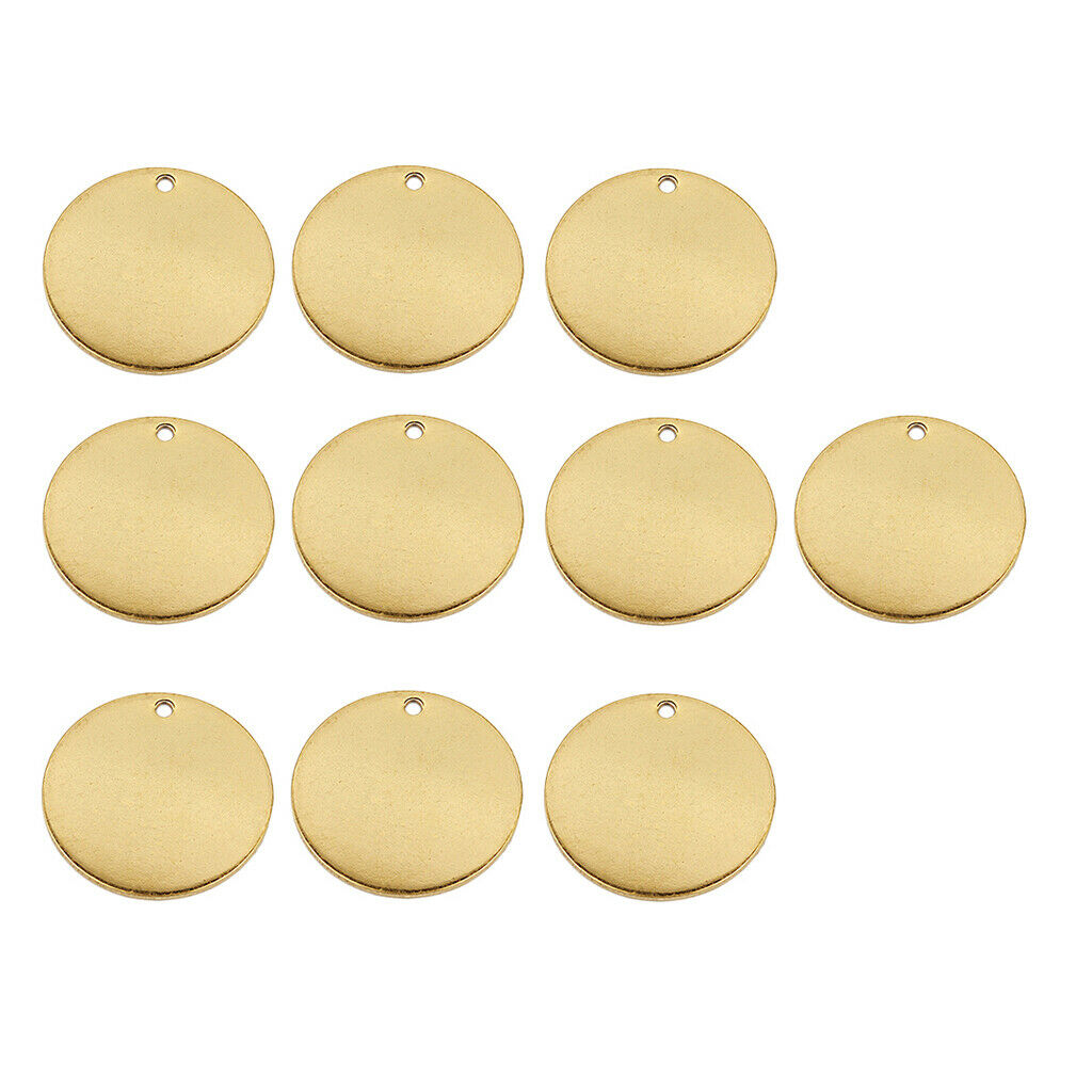 10 Pieces Metal Flat Round Circle Blank Coin Stamping Charms Tag Pendant