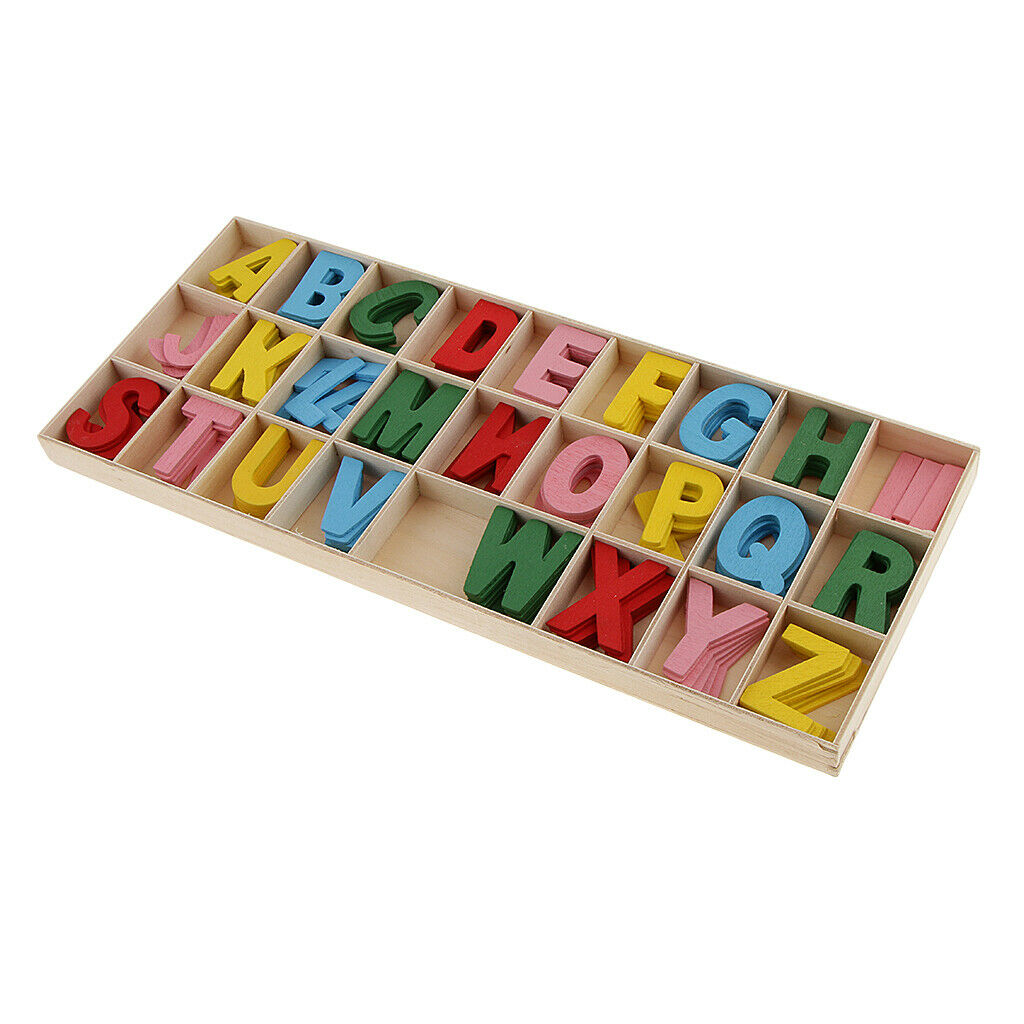 156 Pieces Wooden Alphabet Letters with Storage Tray Box Kids Educational Toys