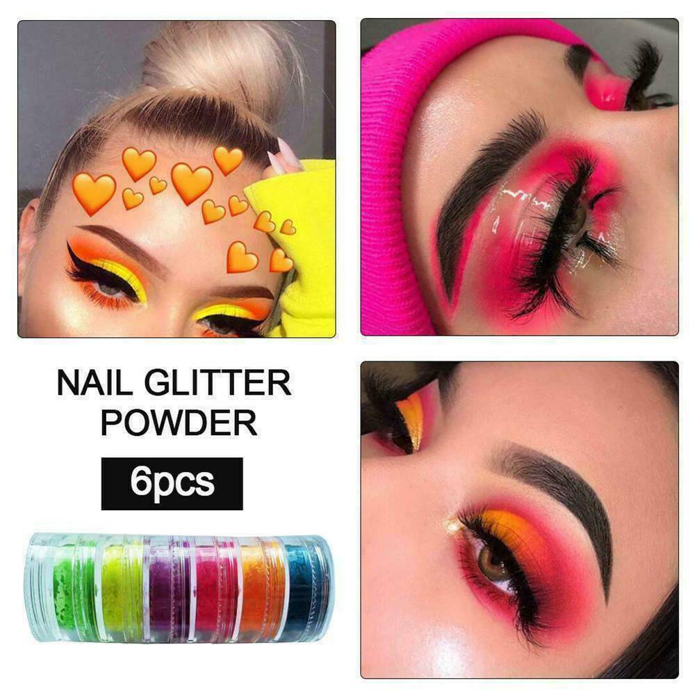 6 Pack Neon Pigment Eyeshadow Powder Matte Bright Eye Shadow Pigments Makeup Set