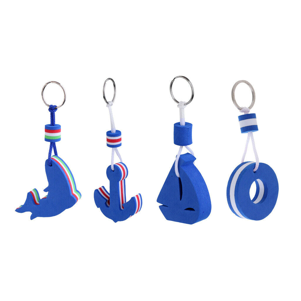 4Pcs Novelty Floating Buoy Keychains Key Ring Boating Fishing Surfing Floats