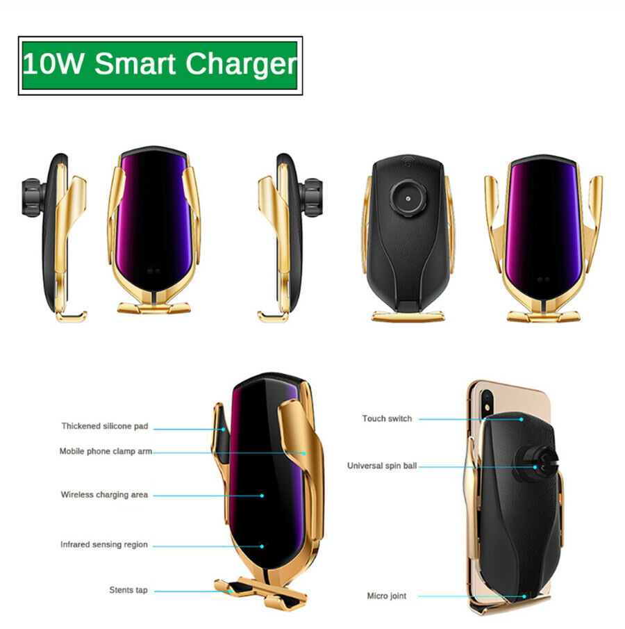 Qi Wireless Charger Automatic Clamping phone Holder Car APP Positioning Finder