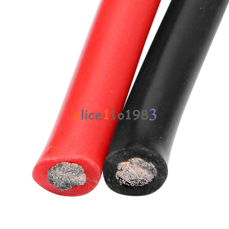10 AWG Gauge Wire Flexible Copper Stranded Cables For RC Black Red