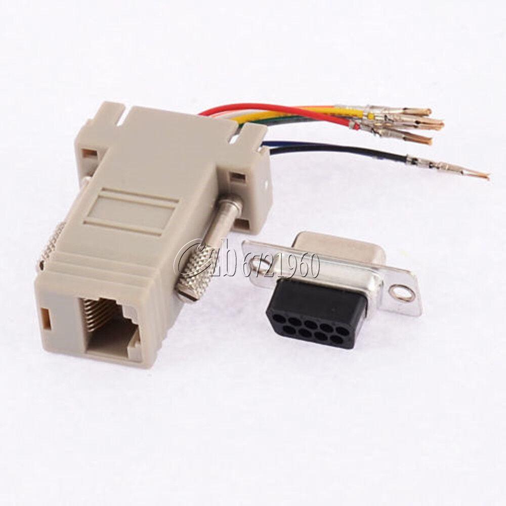 DB9 Female to RJ45 Female F/F RS232 Modular Adapter Converter Extender New