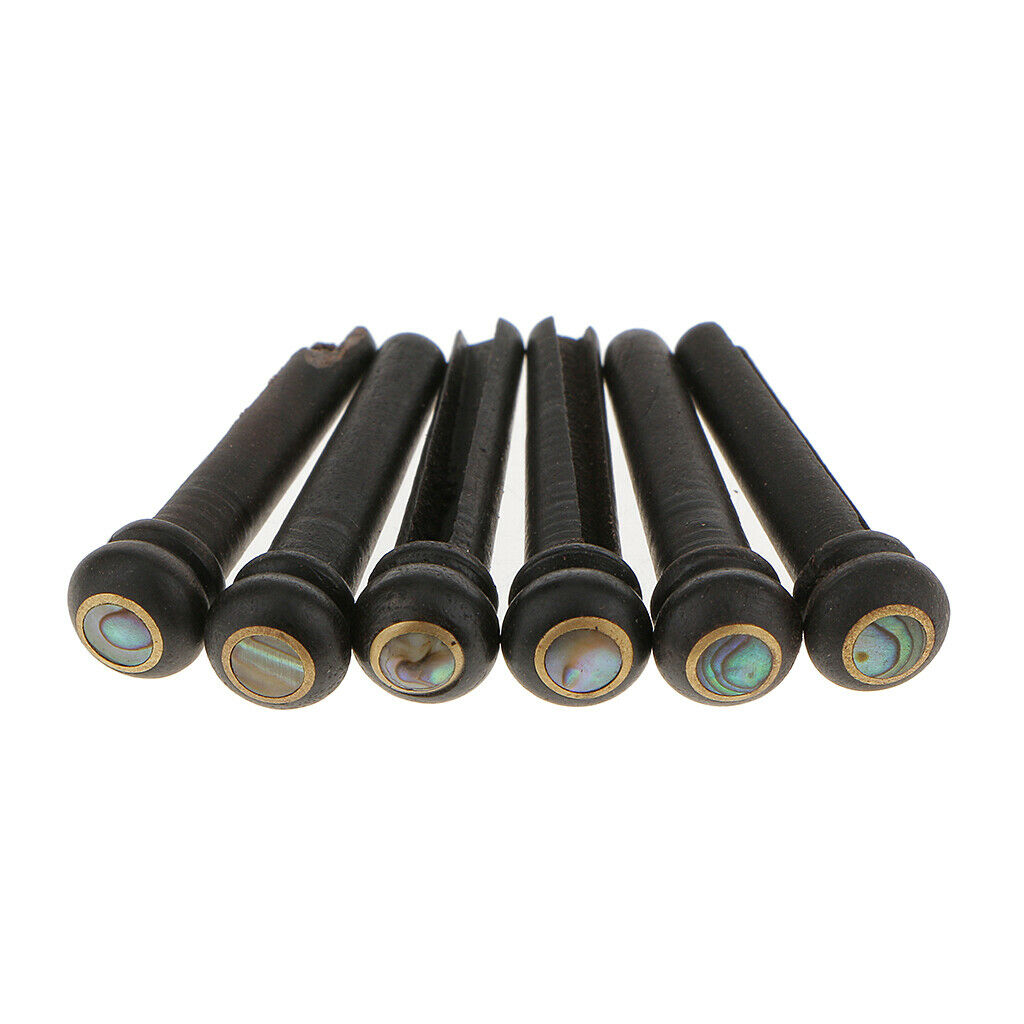 2 Set of 6pcs Acoustic Guitar Bridge Pins Ebony Black W / Shell / Abalone