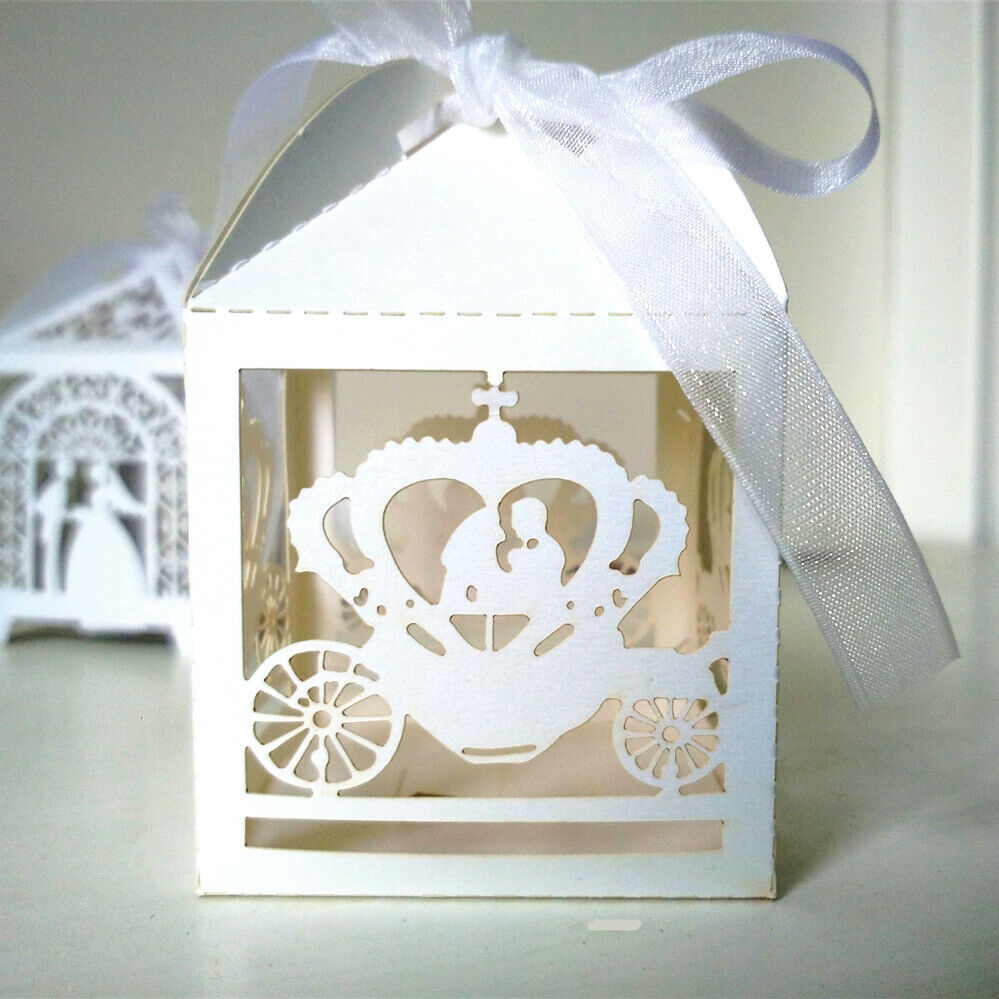 50pcs Bride Groom Bridal Wedding Party Favor Gift Ribbons Candy Boxes Bags