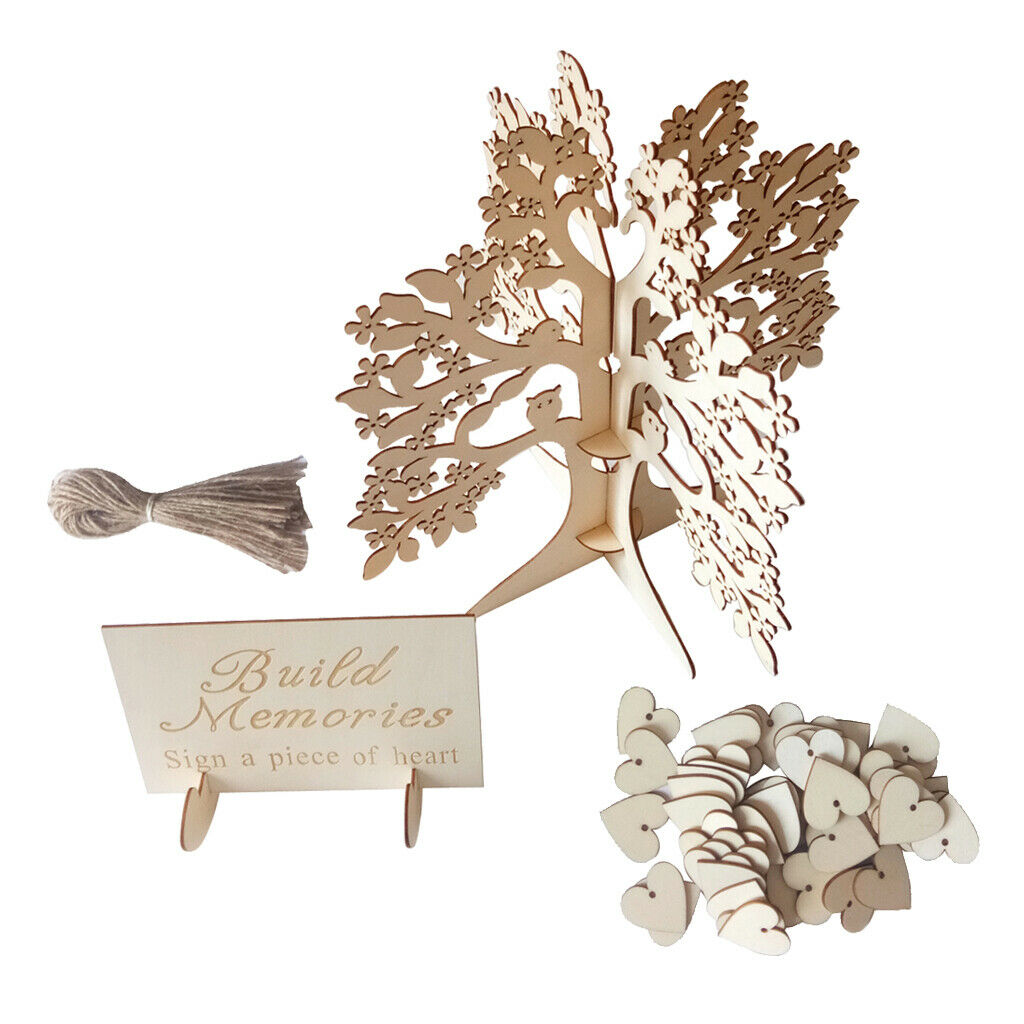 Wood DIY Wedding Guest Book Wishing Tree Birthday Party Ornaments Decoration