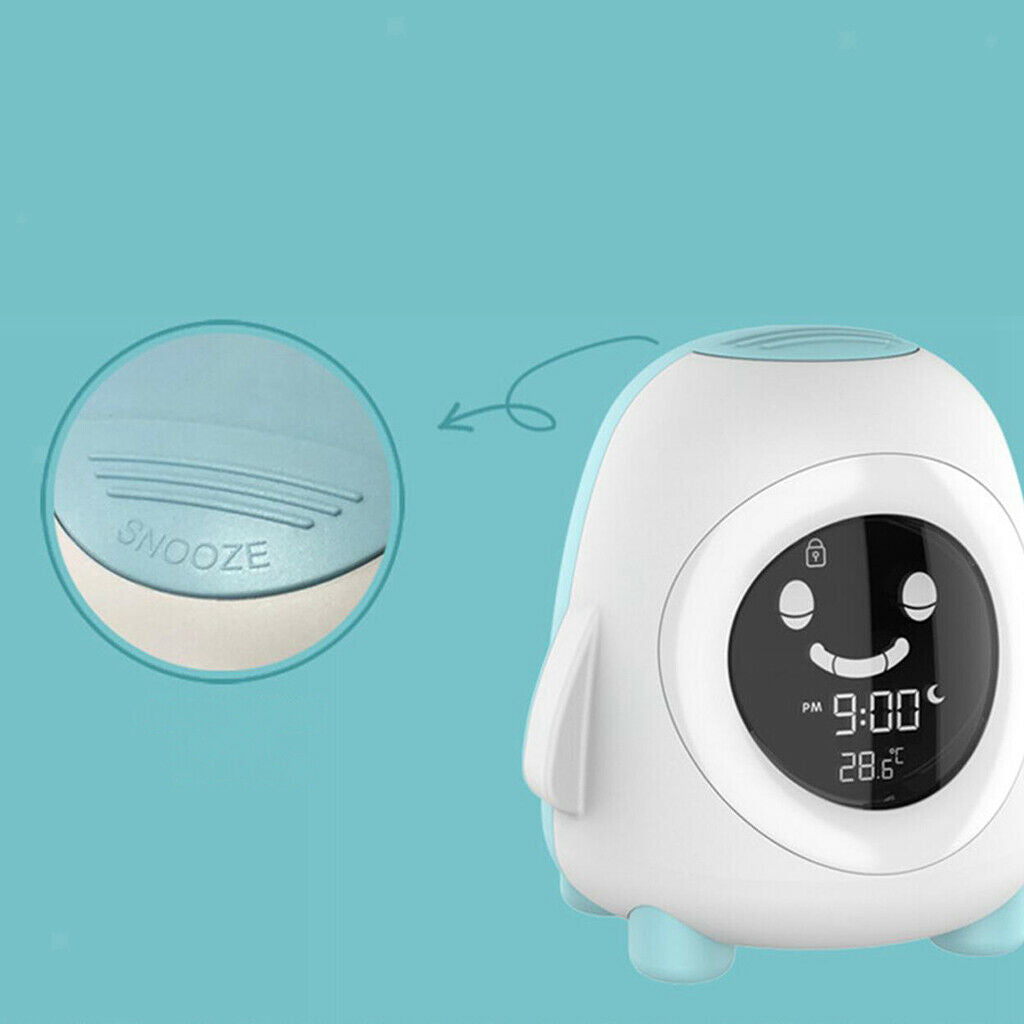 Modern Bedside Digital Kids Alarm Clock Sleep Trainer Night Light 12/24Hr