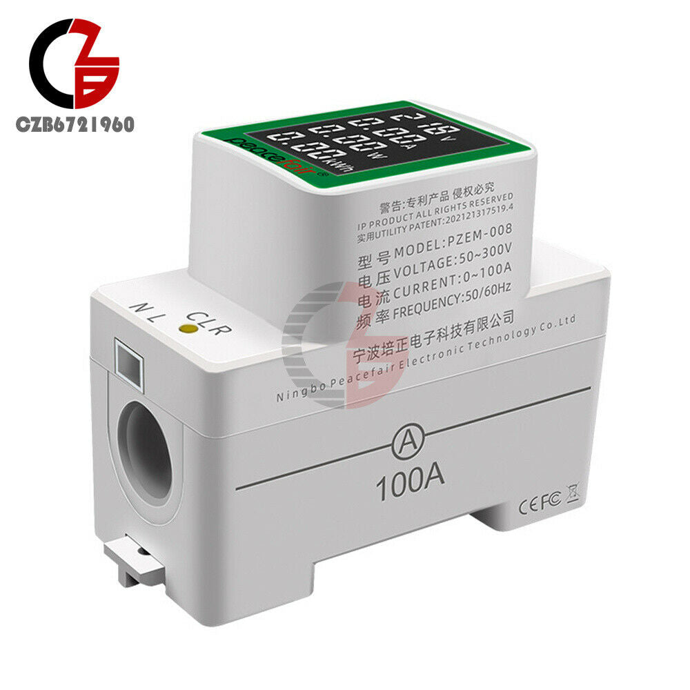 100A Digital Power Energy Voltmeter Ammeter Watt Kwh Power Meter AC220V 50V-300V