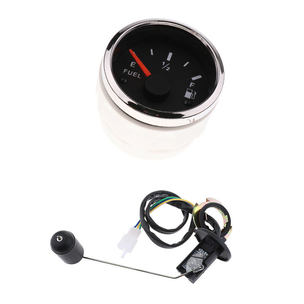 2'' 52mm Car Pointer Fuel Level Gauge Meter with Sensor E-1/2-F , Black Lens